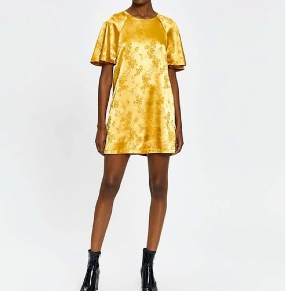 Stelen gold floral chinoiserie shift dress LIKE NEW
